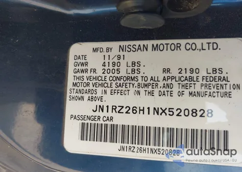 1992 Nissan 300Zx 2+2 z USA, uszkodzony, nr VIN JN1RZ26H1NX520828